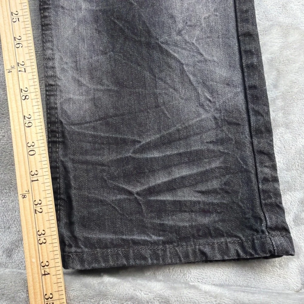 Evolution In Design Mens 34x34 Jeans Acid Wash Black Grey Straight Leg Whiskered